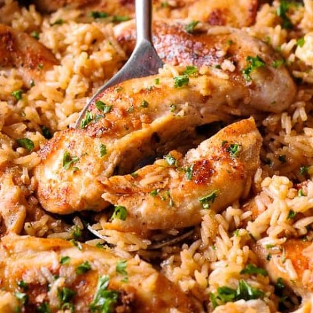 Chicken with Garlic Parmesan Rice