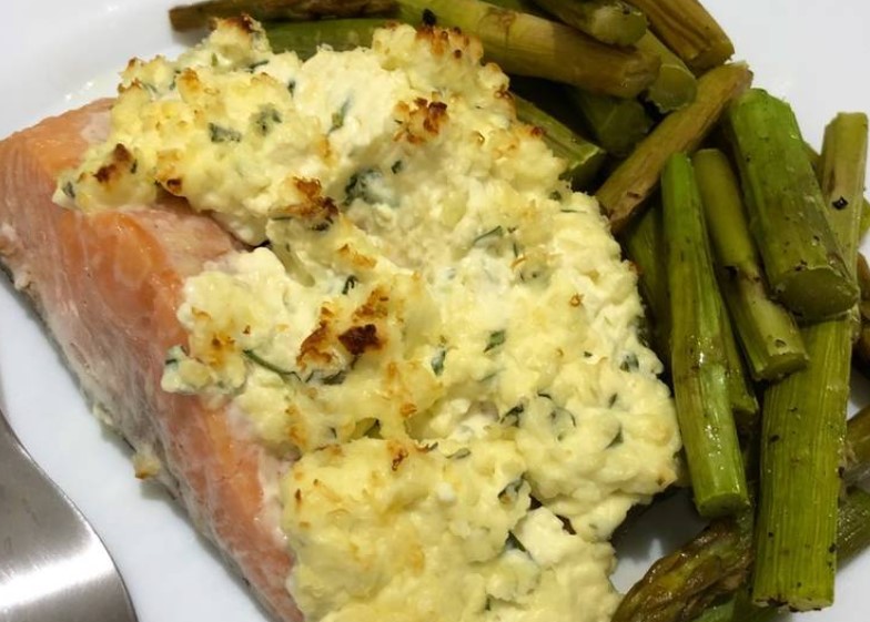 Cream cheese salmon bake.