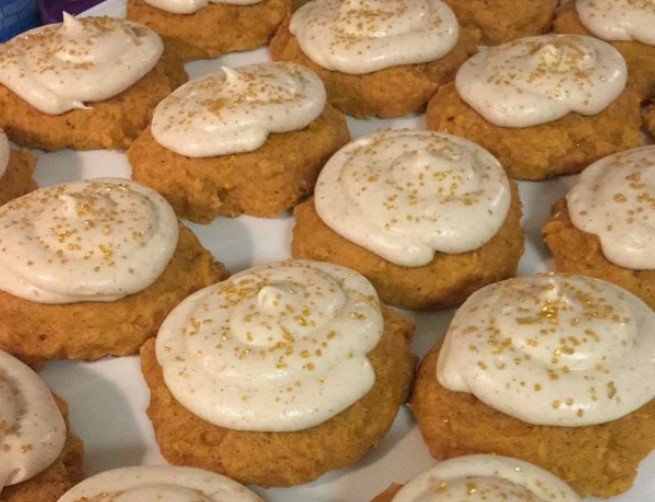 Pumpkin Cookies with Cinnamon Cream Cheese Frosting