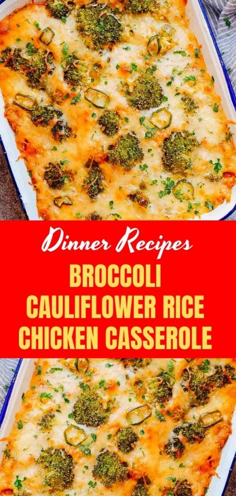 BROCCOLI CAULIFLOWER RICE CHICKEN CASSEROLE