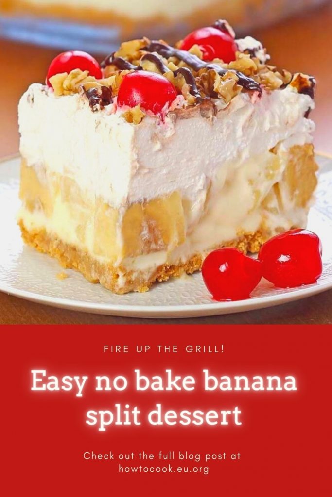 easy no bake banana split dessert #dessert